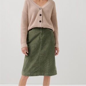 Pact Corduroy Pencil Midi Skirt Olive Green S